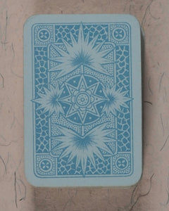 Miniature playing cards. Miniature antique playing cards in contemporary silver box. Unknown publisher. No place. Circa 1899.