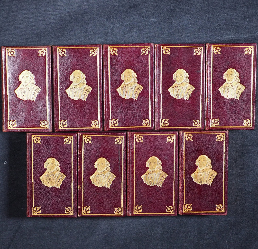 Shakespeare, William. Plays of Shakespeare. Pickering, William [publisher]. London. 1825. 9 miniature volumes.