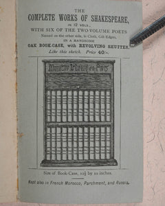 Miniature Library of The Poets. [in Oak Case with rolling tambour front shutter] Works of Shakespeare, and Poems of Burns, Byron, Longfellow, Milton, Scott, Sheridan & Goldsmith. Kent & Co., W. Paternoster Row, London. 1884-90