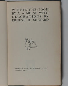 Winnie the Pooh MILNE, A.A. (1882-1956), [SHEPARD, Ernest H., illustrator]. FIRT EDITION. Published by London: Methuen & Co. Ltd., 1926 HARDCOVER. Very good condition.