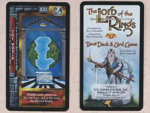 Lord of the Rings Tarot Deck & Card Game. Tarot by Terry Donaldson, artwork by Peter Pracownik, and rules by Mike Fitzgerald. U.S. Games Systems. U.S.A. 1997. ISBN 9780722535233