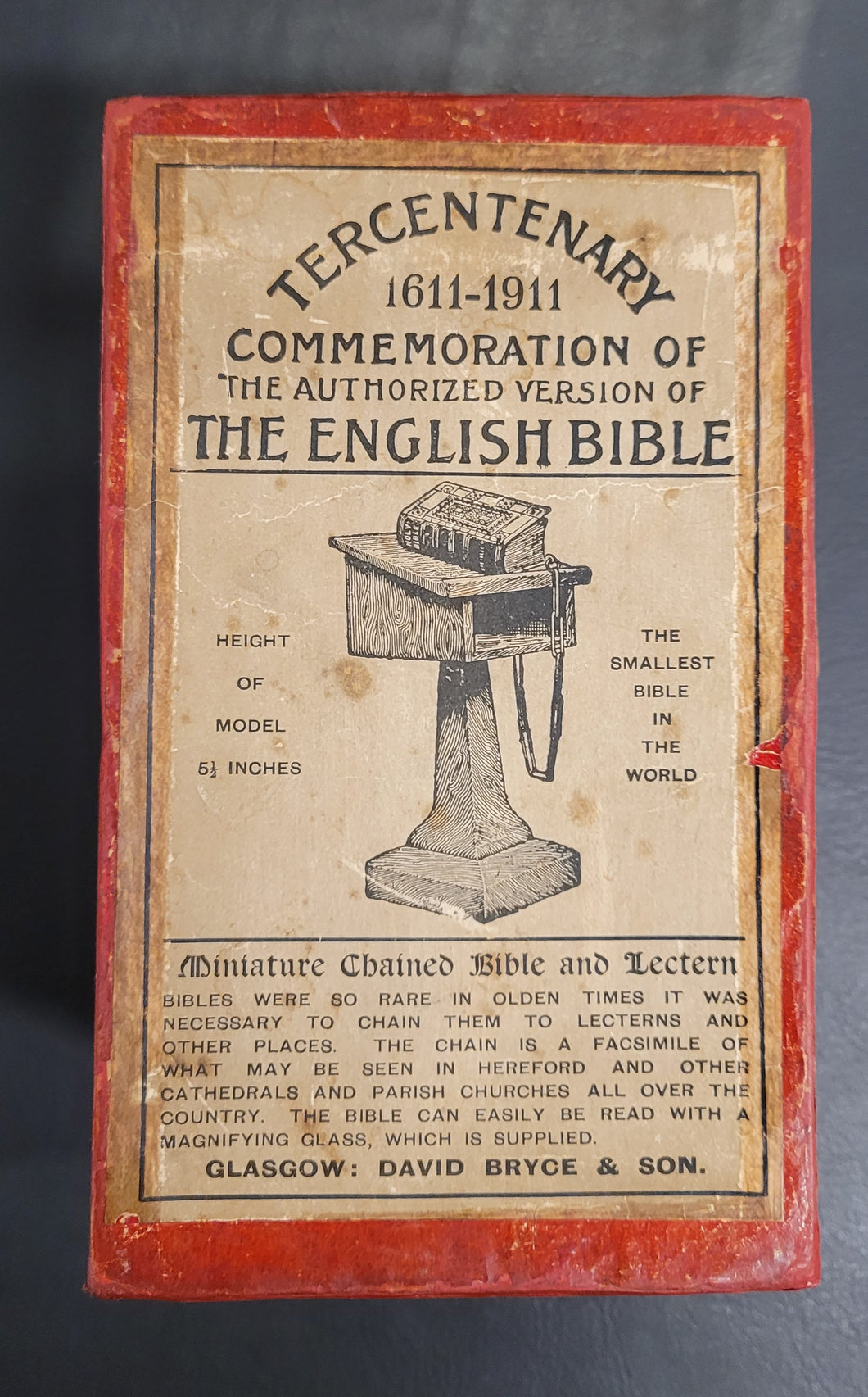 A Chained Bible in Original Box (c. 1901)        The Holy Bible Containing the Old and New Testaments. Published by David Bryce and Son, Glasgow. 1901.