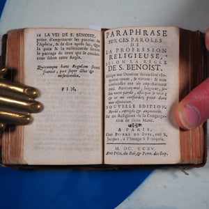 La Regle du Pere S. Benoist.Avec l'Abrege de la vie & une Paraphrase sur les Paroles de la Profession Religieuse. Nouvelle edition. Benedictus, Saint [Abbot of Monte Cassino]. Publication Date: 1715 CONDITION: VERY GOOD