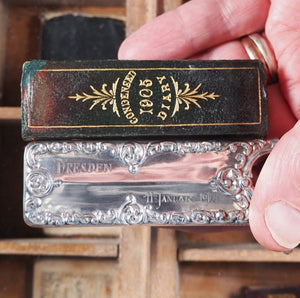 De La Rue's Improved Condensed diary and engagement book. >>FINGER SHAPED MINIATURE BOOK IN LAVISH SILVER SLIPCASE<< Publication Date: 1905 CONDITION: VERY GOOD