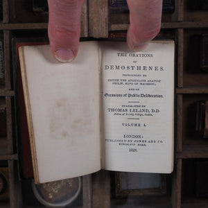 Orations of Demosthenes. Pronounced to excite the Athenians against Philip, King of Macedon; and on Occasions of Public Deliberation. Translated by Thomas Leland. Demosthenes. >>MINIATURE JONES DIAMOND CLASSIC<< Publication Date: 1828