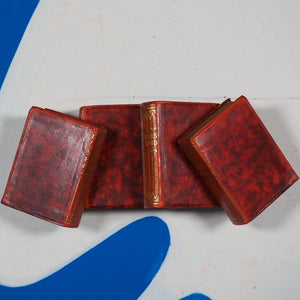 ATTRACTIVE DESK SET OF FOUR LEATHER-BOUND LILLIPUT DICTIONARIES (ENGLISH, FRENCH AND GERMAN). BY PROF. WERSHOVEN. >>MINIATURE BOOK<<