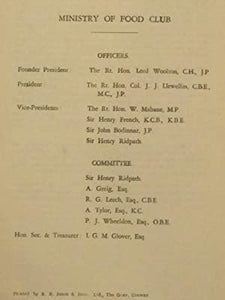 Farewell Speeches delivered on the departure from the Ministry of Food of the Right Honourable Lord Woolton C.H., J.P. on appointment as Minister of Reconstruction in Mr. Churchill's War Cabinet.