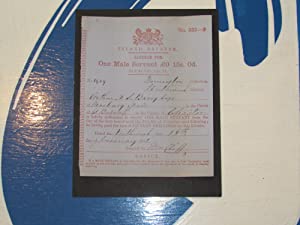 Licence for One Male Servant Arthur Hugh Smith-Barry>>>CRICKETER<<< Publication Date: 1871 Condition: Very Good